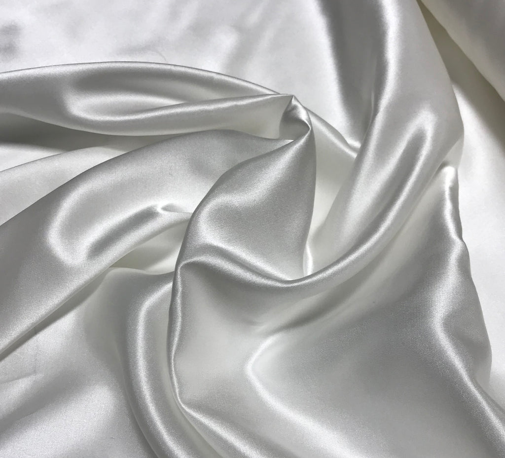 White - Silk/Cotton Satin Fabric