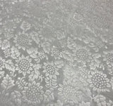 Burnout Devore Satin Fabric - White Sunflowers
