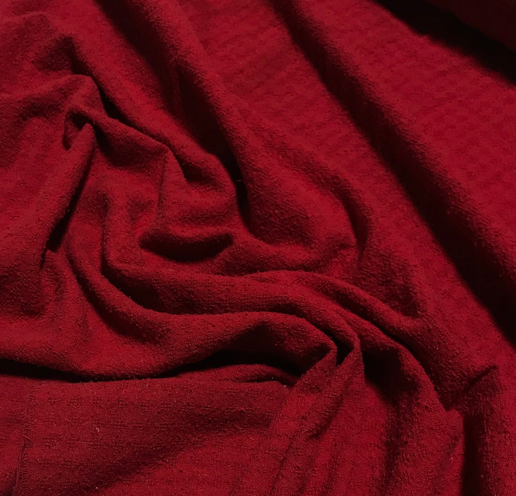 Scarlet Red - Hand Dyed Checkered Weave Silk Noil