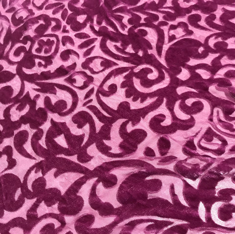 Lilac Scroll - Hand Dyed Burnout Silk Velvet
