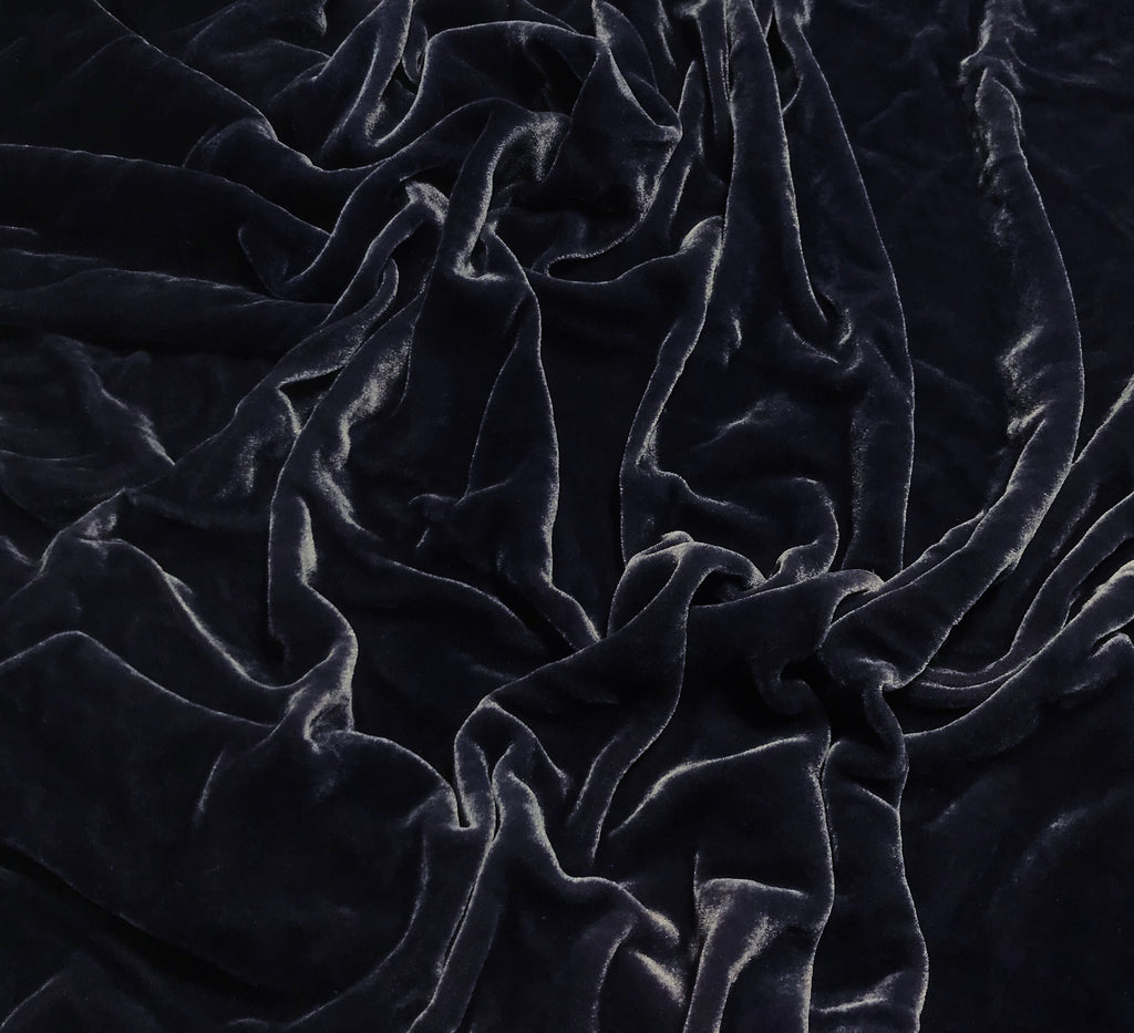 Dark Denim Blue - Hand Dyed Silk Velvet