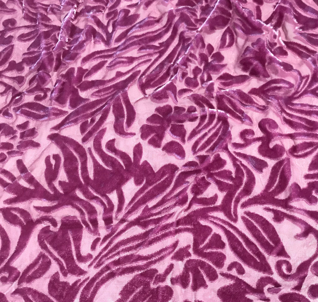 Boysenberry Floral - Hand Dyed Burnout Silk Velvet
