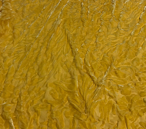 Golden Yellow Floral - Hand Dyed Burnout Silk Velvet