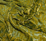 Yellow Green Floral - Hand Dyed Burnout Silk Velvet