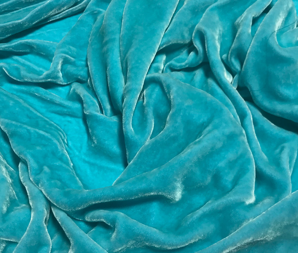 Aqua - Hand Dyed Silk Velvet
