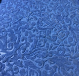 Periwinkle Blue Scroll - Hand Dyed Burnout Silk Velvet