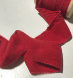 Hand Dyed Scarlet Red 100% Silk Noil Ribbon ( 3 Widths to choose from)