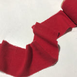 Hand Dyed Scarlet Red 100% Silk Noil Ribbon ( 3 Widths to choose from)