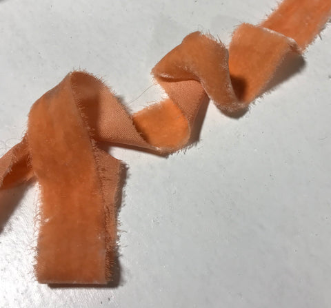 Hand Dyed Persimmon Orange Silk Velvet Ribbon ( 4 Widths to choose from)