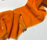 Hand Dyed Tangerine Orange Silk Velvet Ribbon ( 4 Widths to choose from)