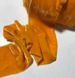 Hand Dyed Poppy Orange Silk Velvet Ribbon ( 4 Widths to choose from)