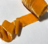 Hand Dyed Poppy Orange Silk Velvet Ribbon ( 4 Widths to choose from)