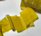 Hand Dyed Sunshine Yellow Silk Velvet Ribbon ( 4 Widths to choose from)