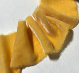 Hand Dyed Goldenrod Silk Velvet Ribbon ( 4 Widths to choose from)