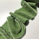 Hand Dyed Celadon Green Silk Velvet Ribbon ( 4 Widths to choose from)