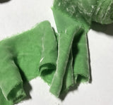 Hand Dyed Pear Green Silk Velvet Ribbon ( 4 Widths to choose from)