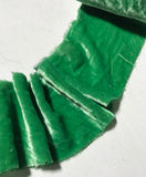 Hand Dyed Bright Kelly Green Silk Velvet Ribbon ( 4 Widths to choose from)