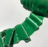 Hand Dyed Bright Kelly Green Silk Velvet Ribbon ( 4 Widths to choose from)