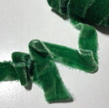 Hand Dyed Emerald Green Silk Velvet Ribbon ( 4 Widths to choose from)