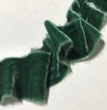 Hand Dyed Evergreen Silk Velvet Ribbon ( 4 Widths to choose from)