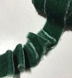 Hand Dyed Evergreen Silk Velvet Ribbon ( 4 Widths to choose from)