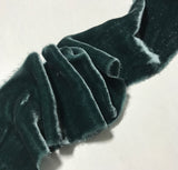 Hand Dyed Deep Teal Green Silk Velvet Ribbon ( 4 Widths to choose from)