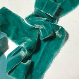 Hand Dyed Teal Green Silk Velvet Ribbon ( 4 Widths to choose from)