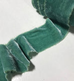 Hand Dyed Sage Green Silk Velvet Ribbon ( 4 Widths to choose from)