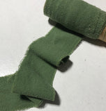 Hand Dyed Moss Green 100% Silk Noil Ribbon ( 3 Widths to choose from)