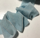Hand Dyed Baby Blue Silk Velvet Ribbon ( 4 Widths to choose from)