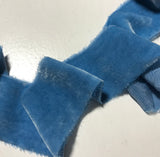 Hand Dyed Light Blue Silk Velvet Ribbon ( 4 Widths to choose from)
