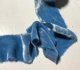 Hand Dyed Light Blue Silk Velvet Ribbon ( 4 Widths to choose from)