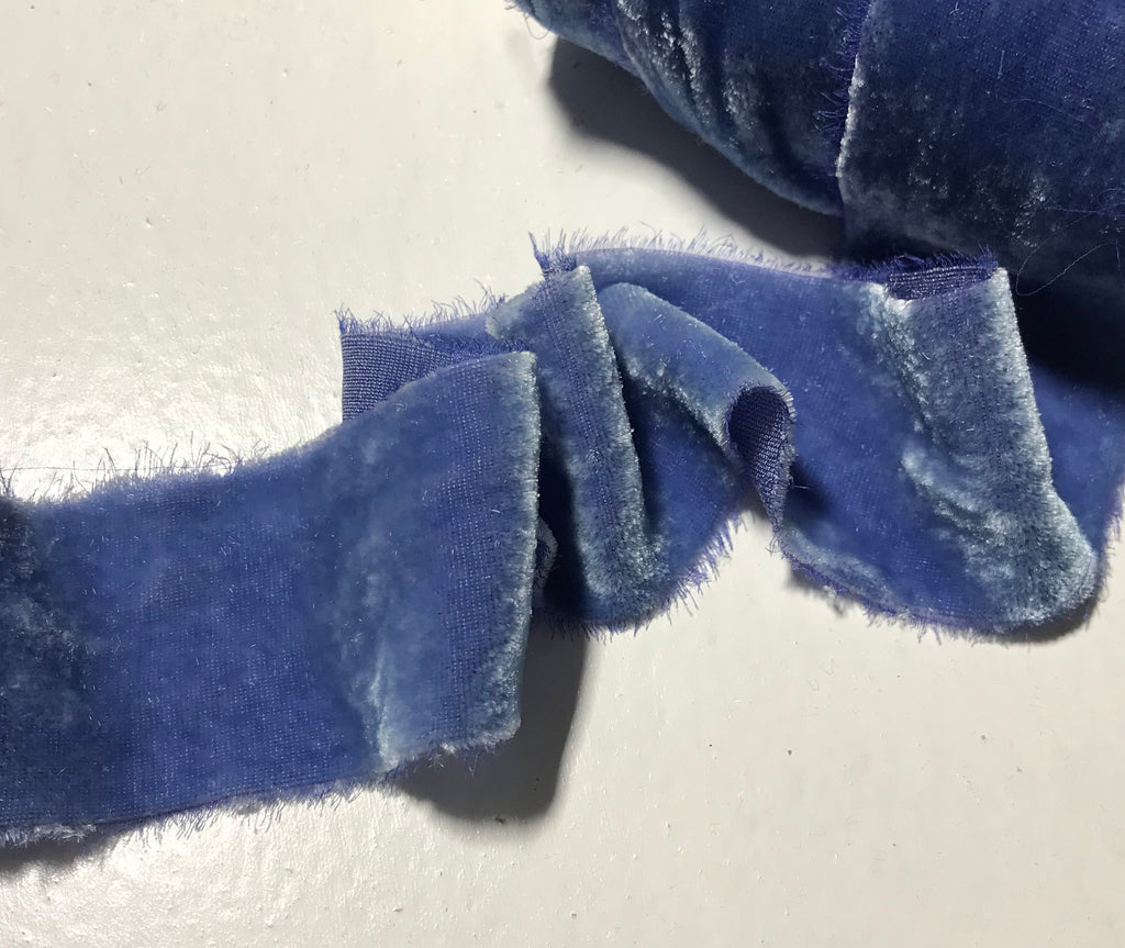 Hand Dyed Purple Blue Silk Velvet Ribbon ( 4 Widths to choose from)