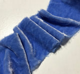 Hand Dyed Periwinkle Blue Silk Velvet Ribbon ( 4 Widths to choose from)