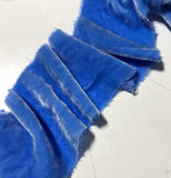 Hand Dyed Cornflower Blue Silk Velvet Ribbon ( 4 Widths to choose from)