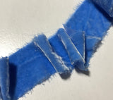 Hand Dyed Cornflower Blue Silk Velvet Ribbon ( 4 Widths to choose from)