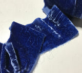 Hand Dyed Sapphire Blue Silk Velvet Ribbon ( 4 Widths to choose from)
