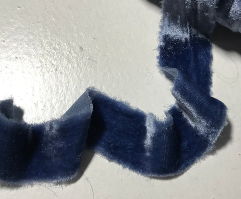 Hand Dyed Denim Blue Silk Velvet Ribbon ( 4 Widths to choose from)