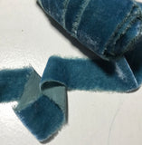Hand Dyed Victorian Blue Silk Velvet Ribbon ( 4 Widths to choose from)
