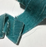 Hand Dyed Pastel Teal Silk Velvet Ribbon ( 4 Widths to choose from)