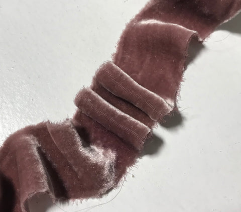 Hand Dyed Dusty Mauve Silk Velvet Ribbon ( 4 Widths to choose from)