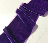 Hand Dyed Bright Purple Silk Velvet Ribbon ( 4 Widths to choose from)