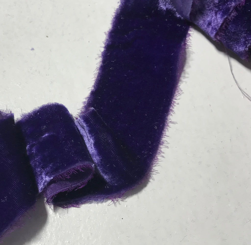 Hand Dyed Imperial Purple Silk Velvet Ribbon ( 4 Widths to choose from)