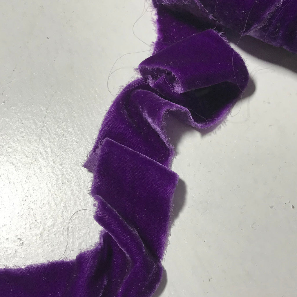 Hand Dyed Royal Purple Silk Velvet Ribbon ( 4 Widths to choose