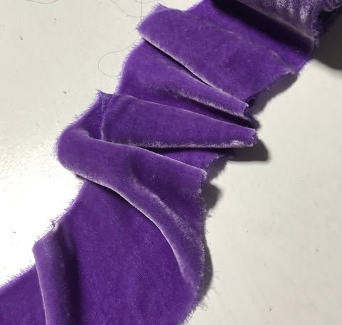 Hand Dyed Bright Lavender Silk Velvet Ribbon ( 4 Widths to choose