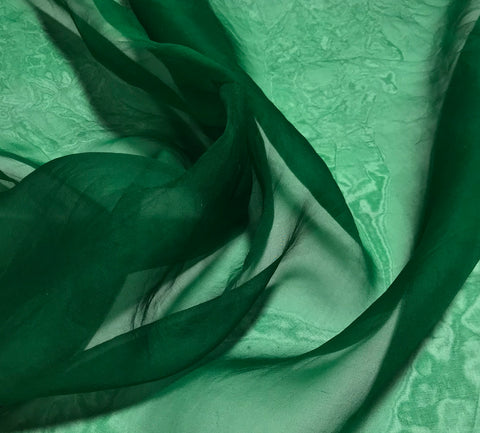 Emerald Green - Hand Dyed Silk Organza