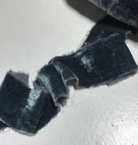 Hand Dyed Gunmetal Silk Velvet Ribbon ( 4 Widths to choose from)
