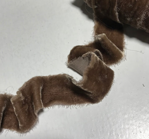 Hand Dyed Taupe Brown Silk Velvet Ribbon ( 4 Widths to choose from)