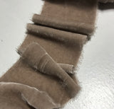 Hand Dyed Taupe Gray Silk Velvet Ribbon ( 4 Widths to choose from)