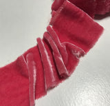 Hand Dyed Amaranth Pink Silk Velvet Ribbon ( 4 Widths to choose from)